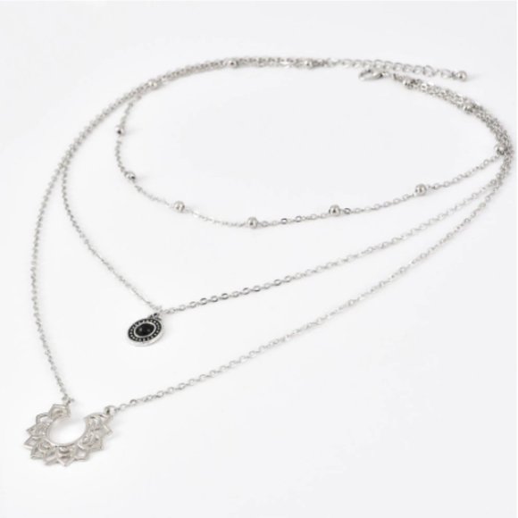 Silver Boho Multi Layered Necklace - Picture 2 of 4